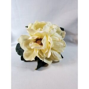 Faux Magnolia Bloom Artificial Flower Ivory Cream Realistic Decor